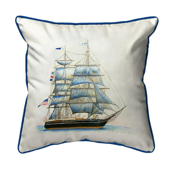 Betsy Drake Whaling Ship Small Indoor/ Outdoor Throw Pillow