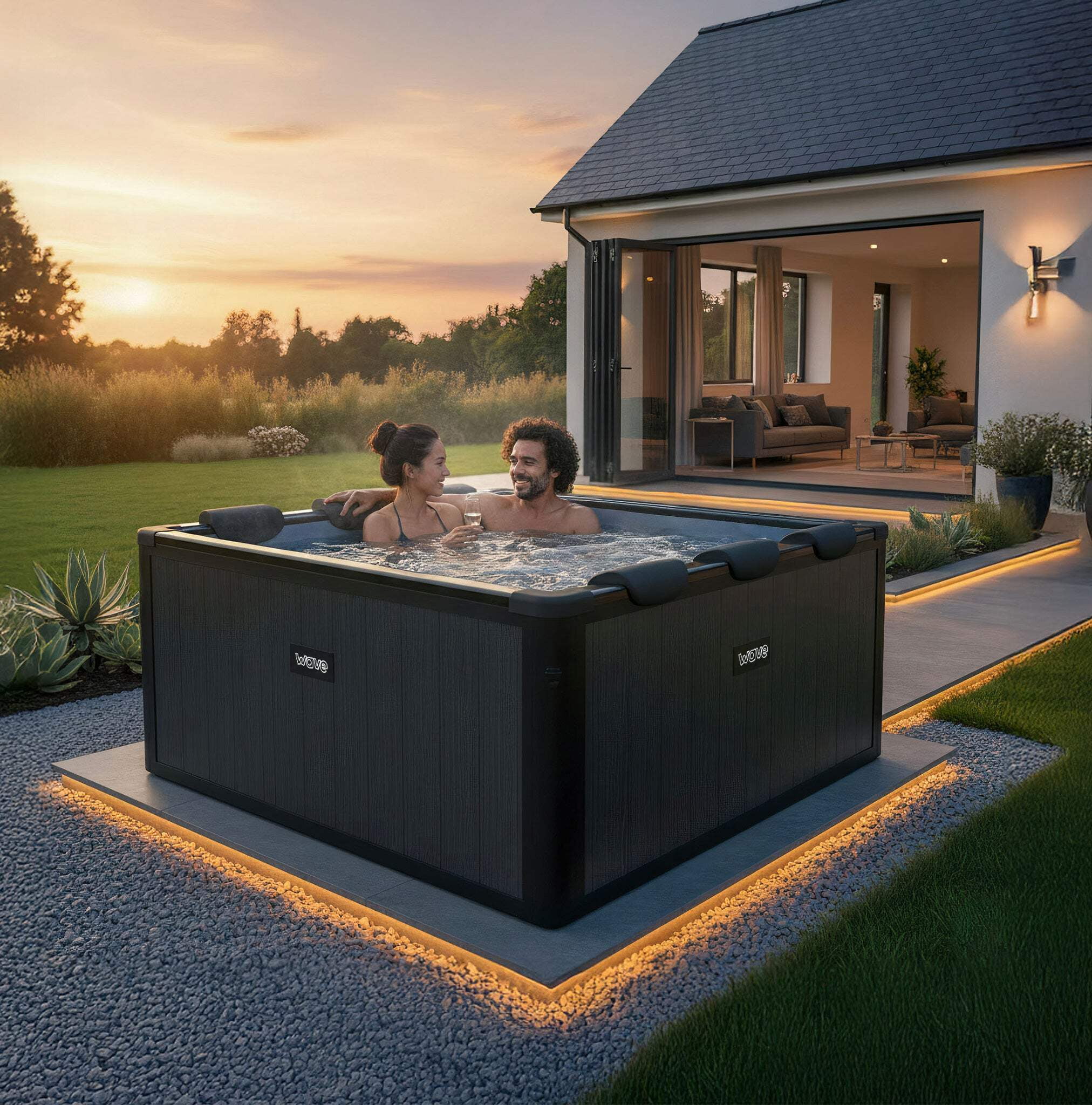 Adriatic | 6 Person Square Aluminium Frame Hot Tub | Black Wood