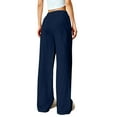 thumbnail image 6 of GIPQJK Palazzo Pants for Women Elastic High Waist Lounge Flowy Work Trousers Tie Knot Cropped Summer Beach Pants with Pockets,Navy S, 6 of 6