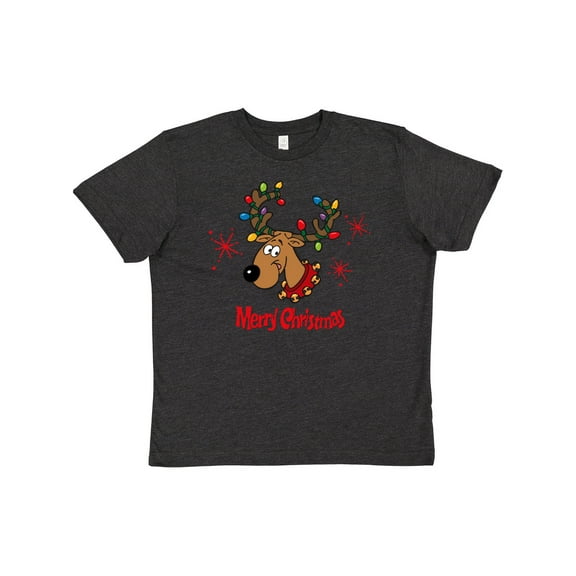 Inktastic Merry Christmas Reindeer Youth T-Shirt