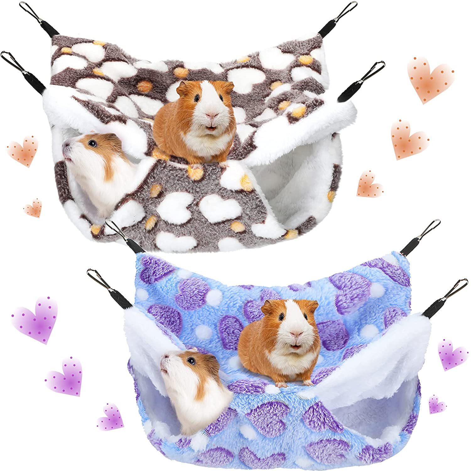 Small Animal Cage Hammock,Hanging Double Bunk Bed for Hamster Guinea Pig Gerbil Chinchilla Sugar Glider Mice Bunny Squirrel Ferret Hedgehog Hideout Playing Sleepping Cage Accessories 