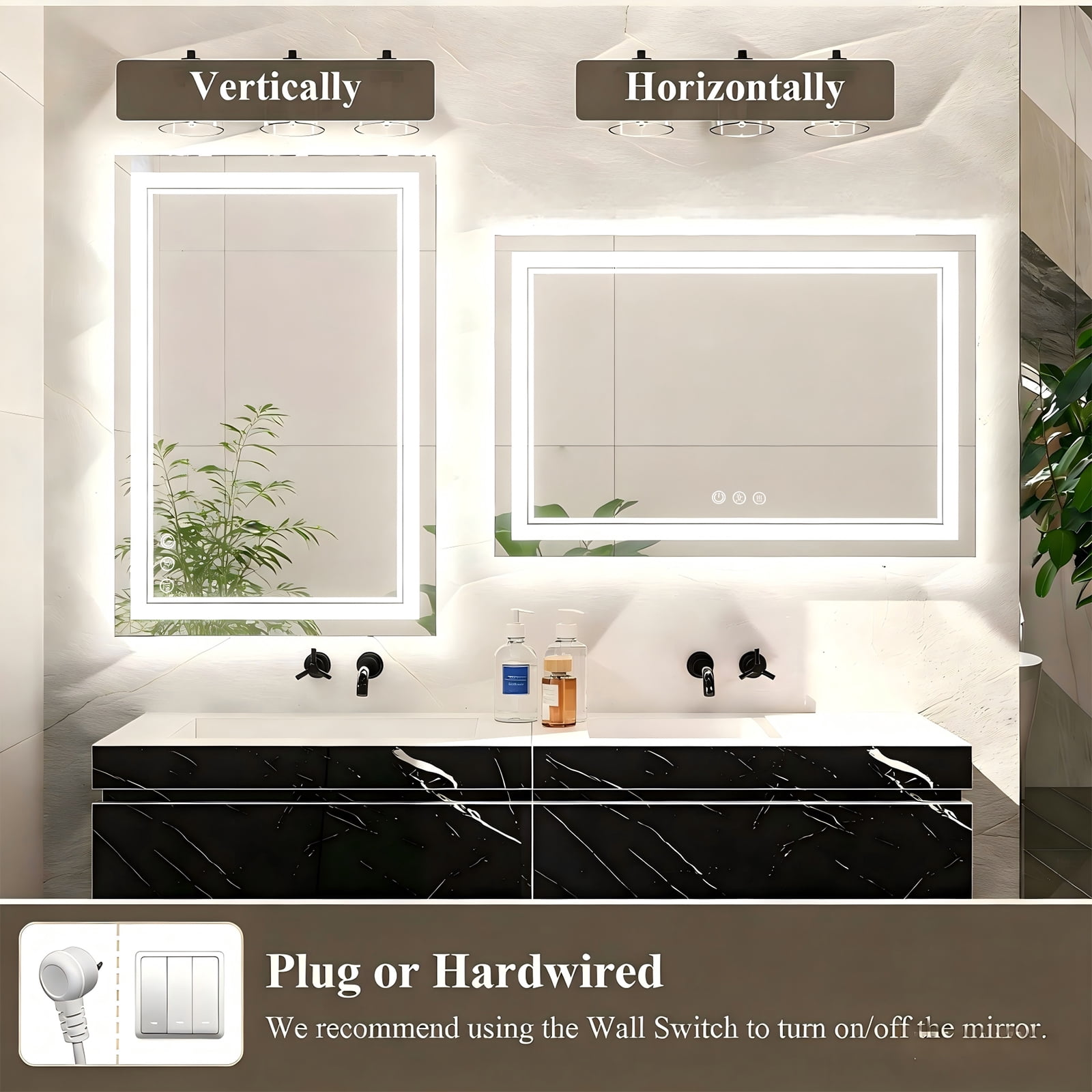 LED Bathroom Mirror with Lights, Anti-Fog, Dimmable, Backlit + Front Lit, Lighted Bathroom Vanity Mirror for Wall, Memory Function, Tempered Glass, Shatter-Proof, ETL Listed 24x30 in