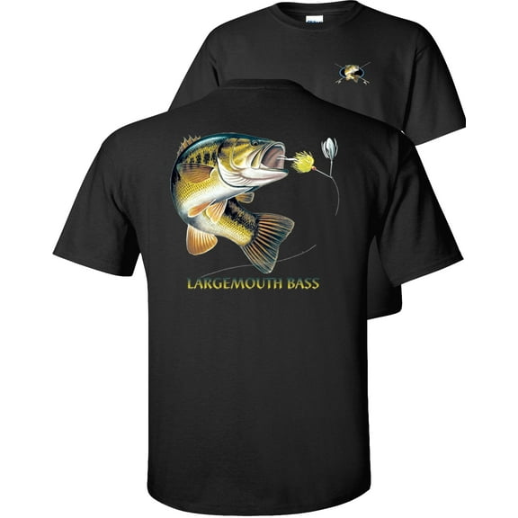 Fair Game Largemouth Bass Fishing T-Shirt Profile-Black-S