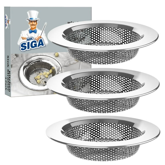 MR.SIGA Kitchen Sink Strainer, Stainless Steel Sink Drain Strainer, Dishwasher Safe, Pack of 3