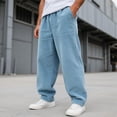 thumbnail image 2 of NIEWTR Men's Casual Pants Solid Color Corduroy Elastic Waist Pull Rope Loose Straight Casual Pants Fall Winter Active Athletic Workout Pants for Men, 2 of 4