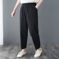 thumbnail image 4 of Pantalones de verano 2023 para mujer, pantalones harén de algodón, pantalones holgados informales de cintura alta, ropa de mujer de gran tamaño, moda de color sólido, 4 of 5