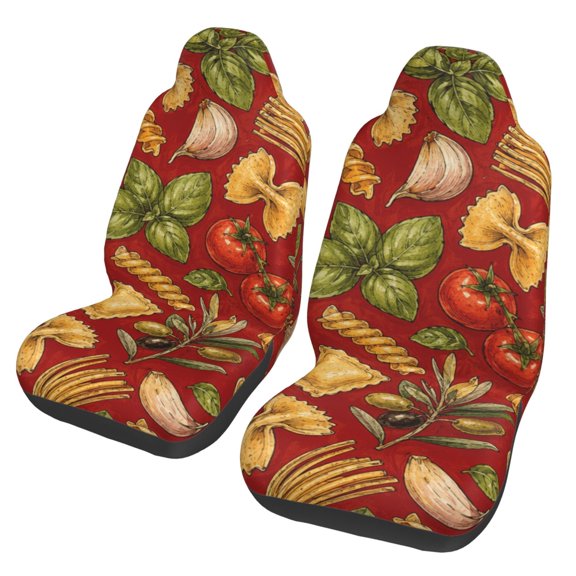 Pasta And Garden Herbs Car Seat Cover 2 Pcs Auto Front Bucket Seats Protector Cushion Universal Vehicle Truck SUV