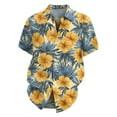 thumbnail image 4 of Hawaiian Mens Shirts Short Sleeves Printed Button Down Shirts Summer Beach Mens Shirts Clearance 10-Earthy Yellow 5XL, 4 of 5