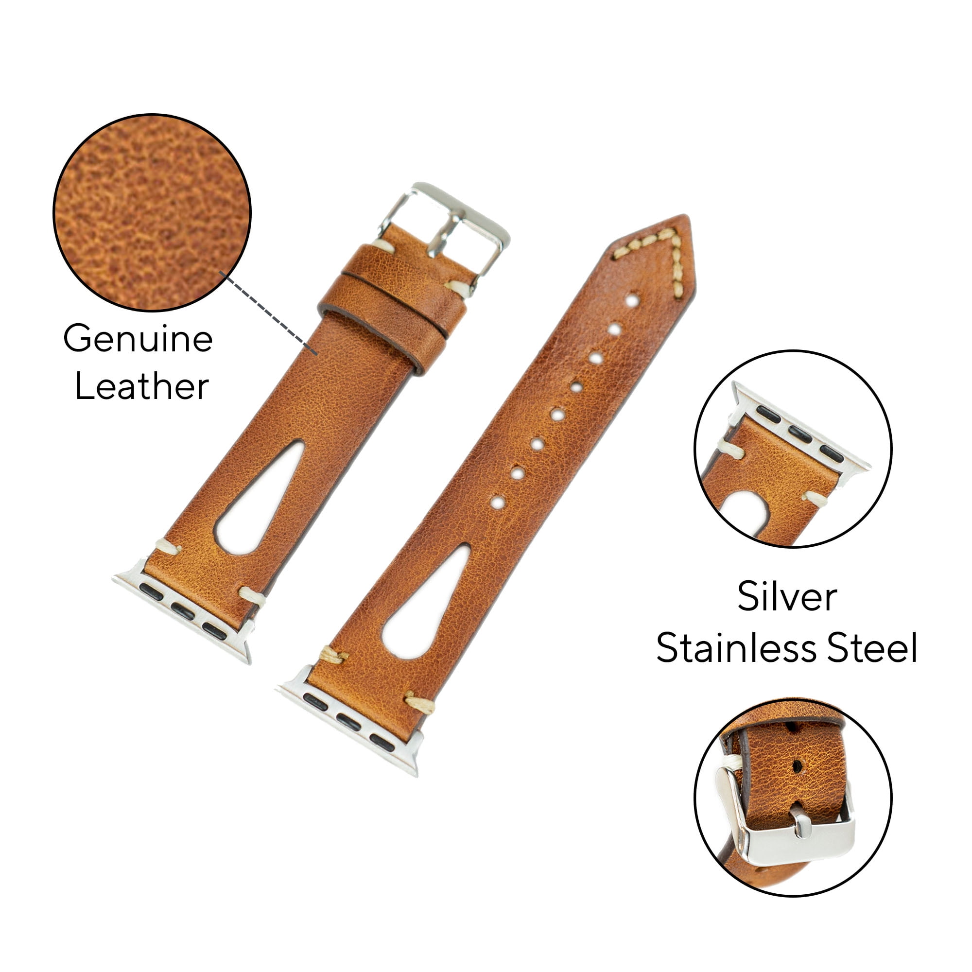 DelfiCase Leather Apple Watch Band Series 10 9 8 7 6 5 4 SE Ultra 1-2 Top Grain Leather Unisex iWatch Bracalet 38mm 40mm 41mm 42mm 44mm 45mm 46mm 49mm Watch Band Fitbit Sense and Versa