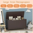 thumbnail image 7 of Peispie Kids Toy Storage Chest with Flip Top Lid, Large Capacity Wooden Toy Box for Playroom Bedroom, Safety Hinged Storage Bench for Children, Brown, 7 of 7