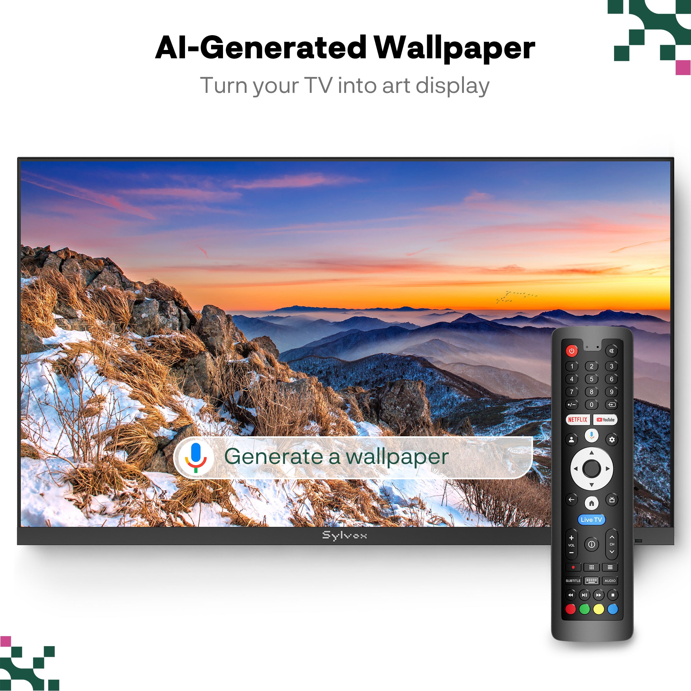 Sylvox 55” Outdoor Smart TV, Ultra Slim Bezel, 4K Google TV with 1000 Nits, IP56 Waterproof, Dolby Atmos, All-Weather Metal Design,Frameless Serie