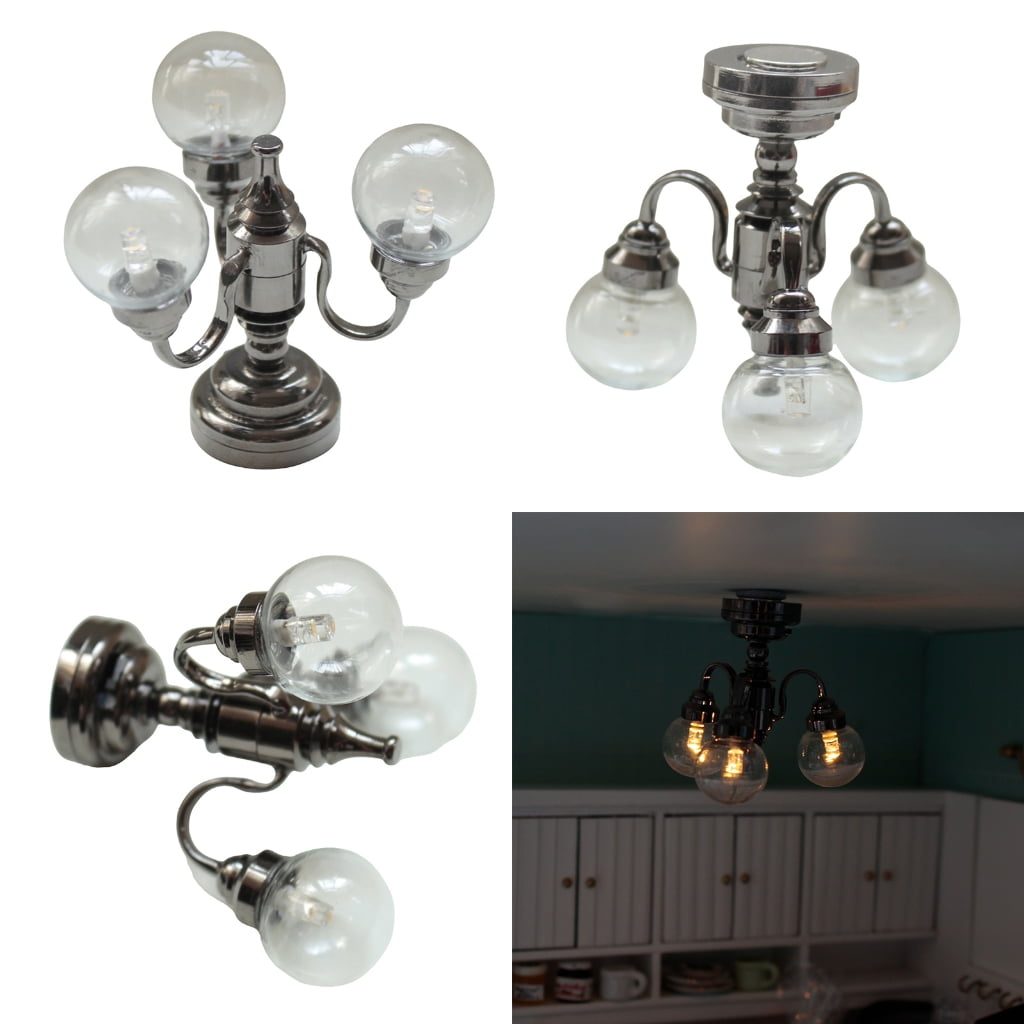KUFptva Chandelier Model Bedroom Ceiling Light Miniature Lamp Model Accessories Role Play Furnishings Lighting Toy Doll House