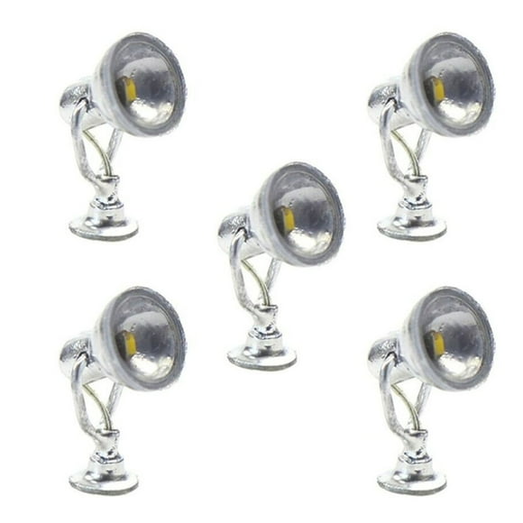 LYM20 5 Pcs Model Railway 1:87 Lamp Spotlight Flood Lights HO Scale Warm LEDs