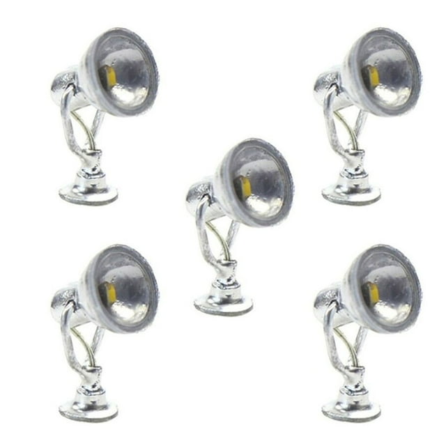 Bgsha LYM20 5pcs Model Railway 1:87 Lamp Spotlight Flood Lights HO Scale Warm LEDs