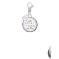 thumbnail image 2 of Delight Jewelry Domed Brave Wings - Silvertone Clip on Charm with Clear Crystal Drop, 2 of 5