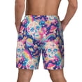 thumbnail image 2 of Lsque Mens Swim Trunks Skull rainbow color space Pattern - Bathing Suit Compression Liner - Beach Swim Shorts Swimwear - (S-3XL) - Stretch Quick Dry -Small, 2 of 9