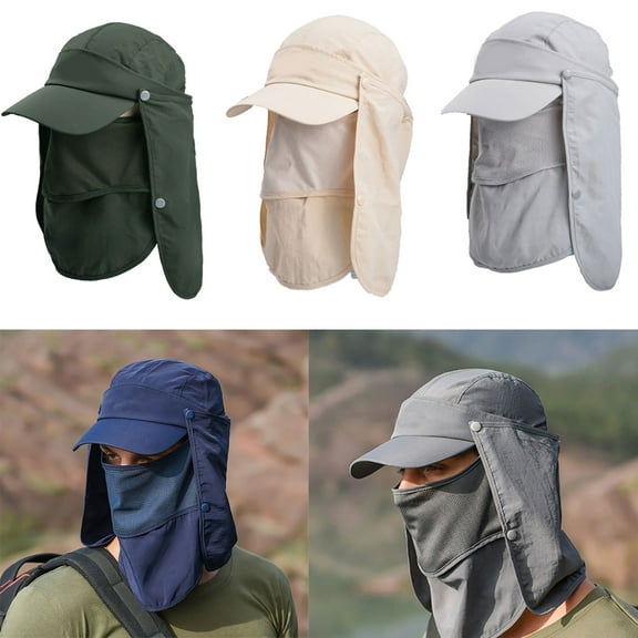 SPRING PARK Unisex Summer Outdoor Sun Cap Fishing Hat Quick Dry Baseball Cap with Face Neck Cover Flap