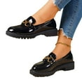 thumbnail image 4 of Hopeusnice Leather Shoes for Women Pu Fall Slip-Ons Breathable Non-Slip Leather Shoes Pumps Shoes Trendy Thick-Soled Heel Classic Loafers Soft Round Toe Round Toe Outdoor Shoes Black 40, 4 of 8