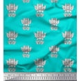 thumbnail image 1 of Soimoi Satin Silk Fabric Leaves & Lotus Block Printed Craft Fabric by The Yard 42 Inch Wide, 1 of 1