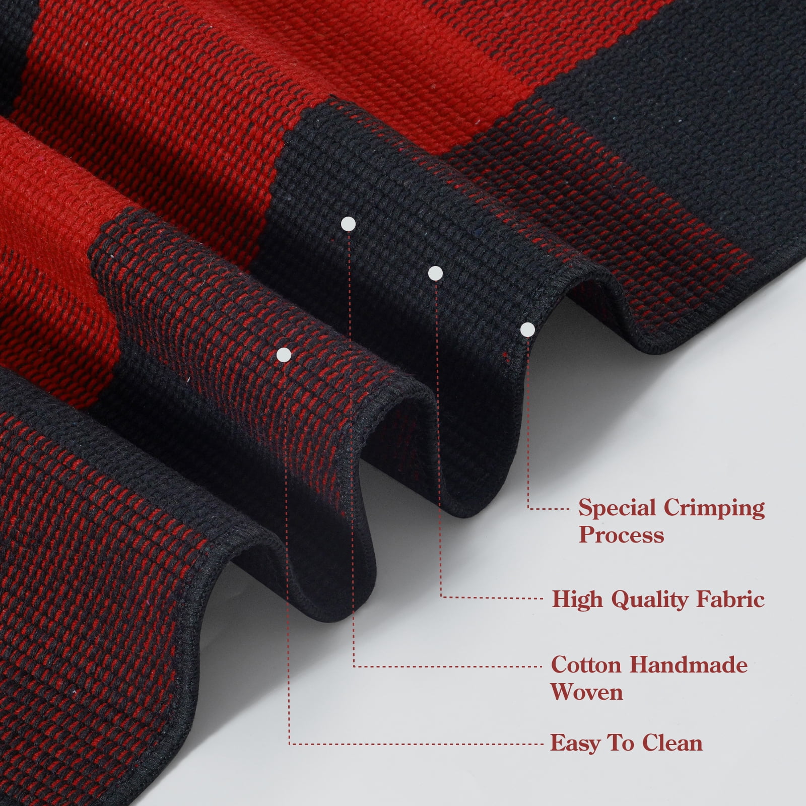 RUG ROBOT Christmas Buffalo Plaid Area Rug 27.5"x43", Washable Door Mat Indoor Outdoor Entrance, Reversible Front Porch Rug, Farmhouse Checkered Layering Rug for Kitchen Home Decor, Red and Black