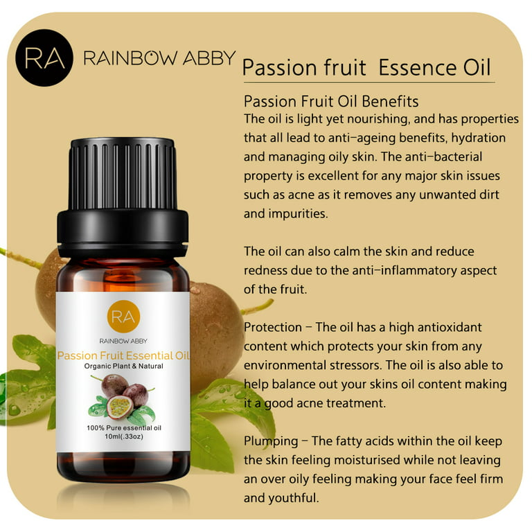RAINBOW ABBY Passion Fruit Essential Oil 100% Pure Organic Therapeutic  Grade Passion Fruit Oil for Diffuser, Sleep, Perfume, Massage, Skin Care