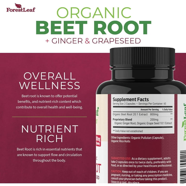 Forest Leaf Organic Beet Root Supplement with Ginger & Grape