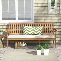 Costway Outdoor 3-Seat Wood Bench 64 Inches Extra Long Acacia Chair with Seat Cushion