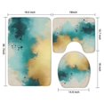 thumbnail image 3 of Beige Gold Teal Splash Pattern Bathroom Rugs Sets 3 Piece,Toilet Cover Set,Absorbent Non Slip Bathroom Mats Sets with U-Shaped Contour Rug Toilet Rug Set, 3 of 5