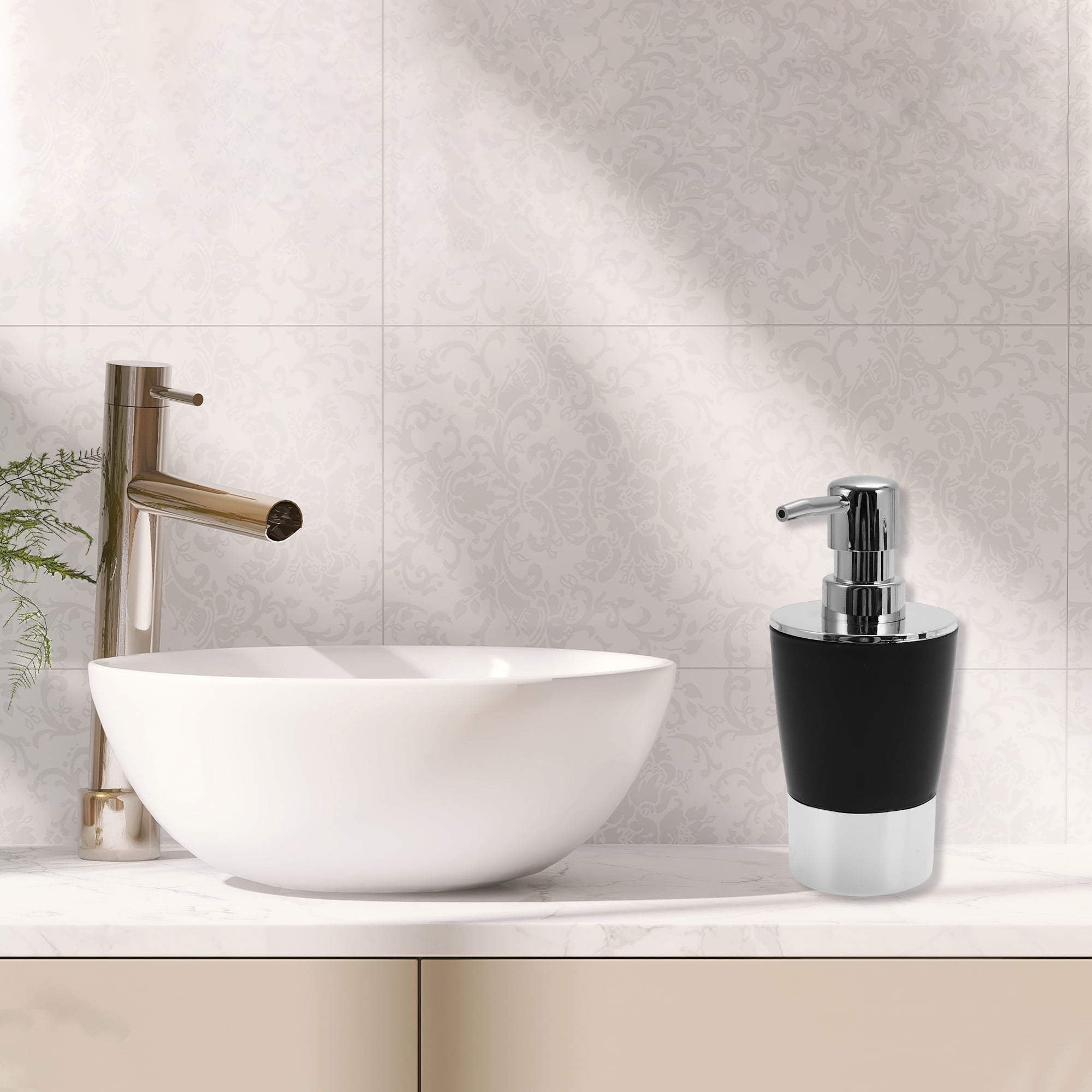 Unique Bargains 1 Set  Plating Soap Pump Dispenser Set for Bathroom for Laundry Rooms Black
