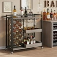 thumbnail image 4 of Bar Cart, 3 Tier Bar Carts for The Home, Home Bar & Serving Carts, Rolling Bar Cart with Wheels, Drink Cart with Wine Rack & Wine Glass Holder Up to 24 for Kitchen and Living Room, 4 of 8