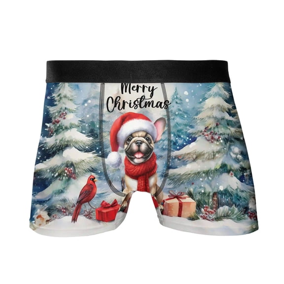 Merry Christmas French Bulldog Enjoys Woofmas Winter Xmas Holiday All Over Print Boxer Briefs Underwear for Men Dad Dog Lover Gifts - 02022