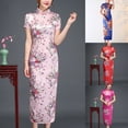thumbnail image 6 of Chinese Style Long Dress: Qipao Short-sleeved in Slim Fit and Long Weaved, 6 of 6