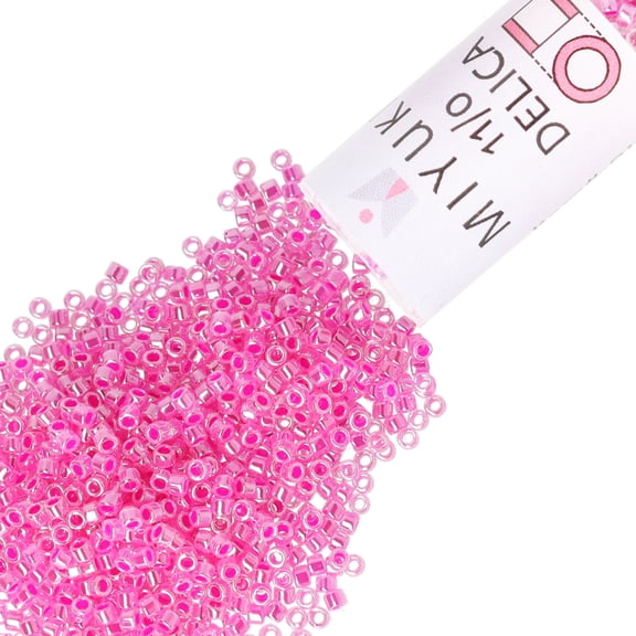 Miyuki Delica Seed Beads – Size 11/0 (1.6 mm), DB0247, Crystal/Fuchsia-Lined, 7.2 g, Approx. 1440 Beads