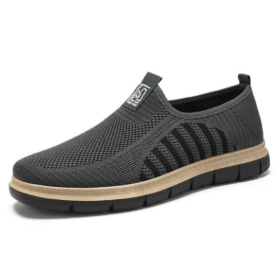 Men's Casual Shoes Soft Sole Comfortable Flying Weave Shoes One Foot Stirrup Dad Shoes Breathable Not Stinky Feet Mesh Shoes Hundred Men's Shoes