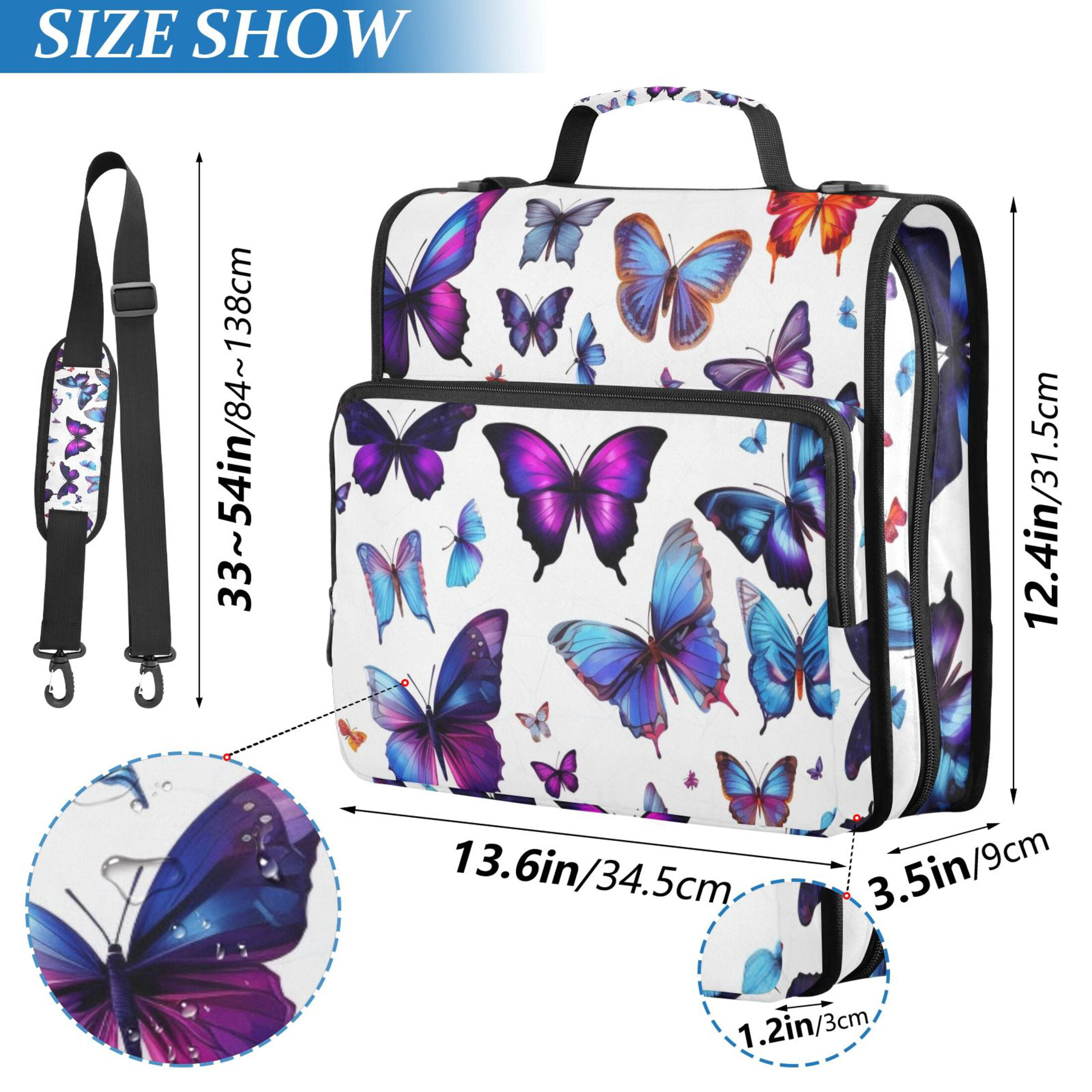 ALAZA Zipper Binder Butterfly 3 Ring Trapper Keeper File Folder Organizer Bag