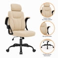 thumbnail image 5 of GASEE Leather Office Chair, Big and Tall Office Chair 400LBS Wide Seat Ergonomic Computer Desk Chair High Back Executive Leather Chair Adjustable Task Chair Lumbar Back with 1-Year Warranty, Beige, 5 of 12