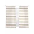 thumbnail image 7 of Beige Brown Sheer Curtains 63 inches Long 2 Panels Set White Stripe Tiers Sheers Rod Pocket Small Window Short Curtains for Kitchen Cafe, Each 52" W x 63" L, 7 of 7