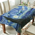 thumbnail image 4 of GZHJMY Starry Night Van Gogh Painting Rectangle Tablecloth, Dust Proof Anti Wrinkle Wipeable Table Cloth Tabletop for of Dinner Kitchen Wedding Holiday Party 60"x60" Home Decor, 4 of 7