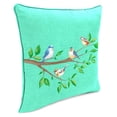 thumbnail image 4 of Jordan Manufacturing 16" x 16" Birds on Branch Teal Bird Square Outdoor Throw Pillow with Welt, 4 of 8