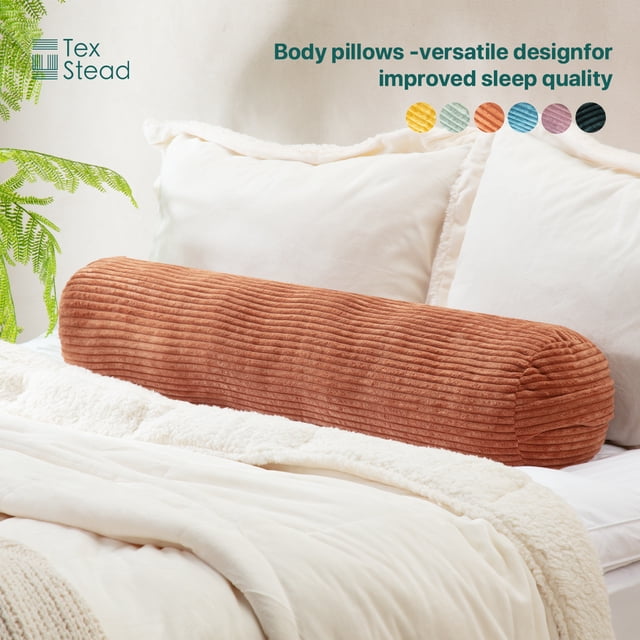 CHARRYARN by TexStead Almohada para Abrazar Almohada Cilíndrica de Pana Almohada de Cama Cilíndrica - Almohada Larga Multifuncional - Apta para yoga, Soporte Lumbar y Del Cuello Almohada Enrollable -
