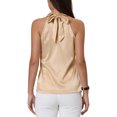 thumbnail image 3 of INSPIRAR CHIC Blusa sin mangas para mujer con cuello halter y lazo en la espalda de satén color beige, 3 of 6