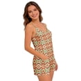 thumbnail image 5 of ZAITUBLES Womens Summer Casual Romper Sleeveless Short Jumpsuits Loose Adjustable Spaghetti Strap Outfit with Front Pockets, Soft Resort Lounge Wear, Aztec Tribal Print, Size S, 5 of 6