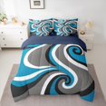 thumbnail image 2 of Homewish Blue Gray Black 7pcs Bedding Comforter Set,Wave Stripes Print Queen Bedding Sets,Abstract Geometric Aesthetic Queen Sheet Sets For Kids,Microfiber Bedroom Decor Reversible, 2 of 8