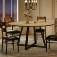 thumbnail image 5 of Round Dining Table Set for 4, 5 Piece Circle 43.31" Wooden Kitchen Dinner Table & Chairs Set for 4-6, w/ 4 Unpholster Chairs, Sturdy Thick Frame, for Kitchen, Apartment, Small Space, Retro Gay, 5 of 7