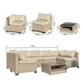 thumbnail image 4 of 7-Piece Outdoor Patio Furniture Set, All-Weather Conversation Sectional Sofa with Water-Resistant Khaki Cushions and Storage Table., 4 of 5