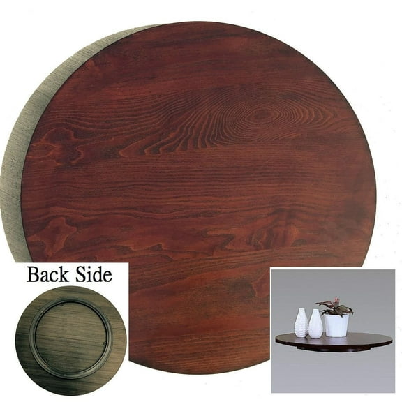 21-in Diameter Brown Wood Rotating Turntable Big Lazy Susan