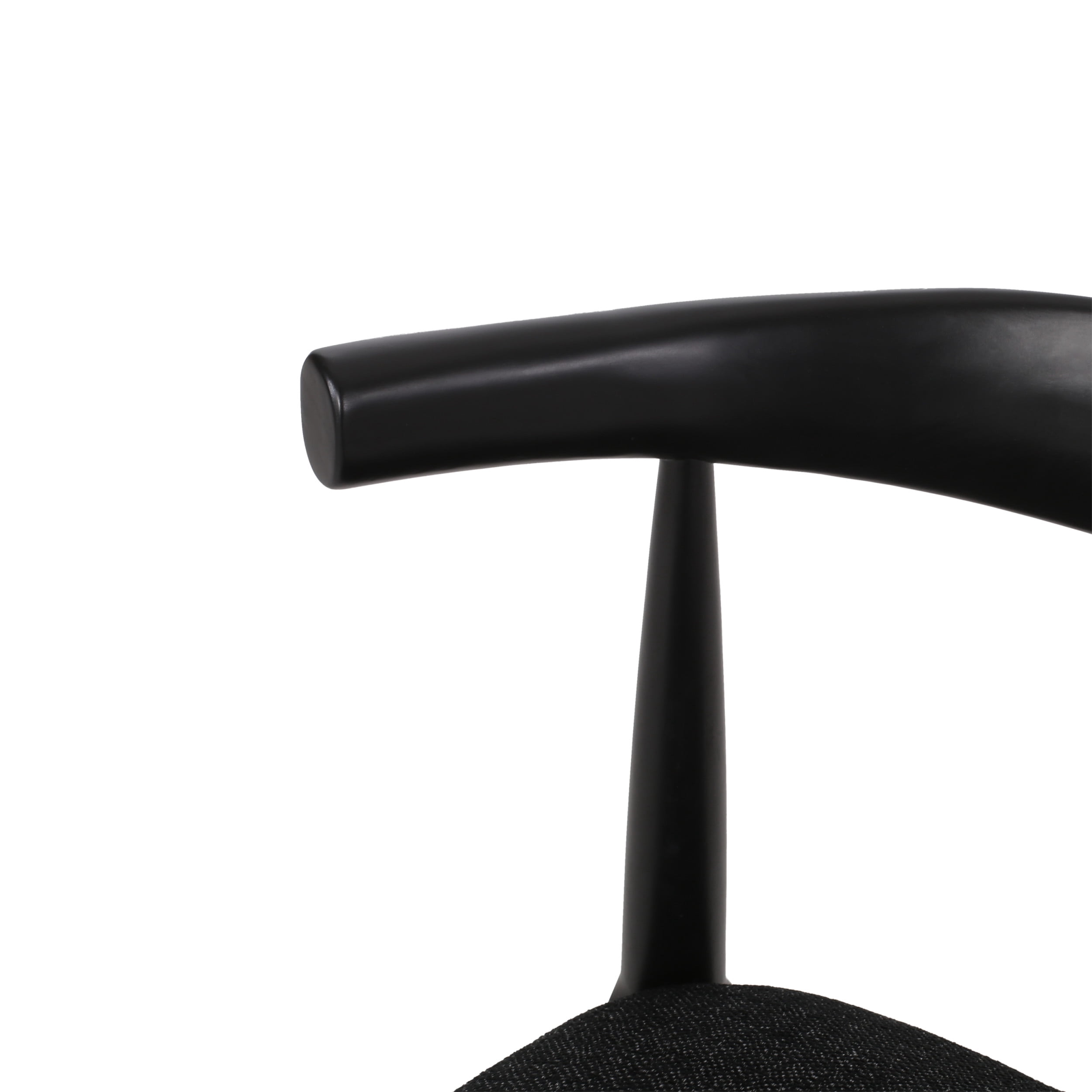 Noble House Cotterell Fabric and Wood Dining Chairs, Set of 2, Blacked Textured Tweed and Black
