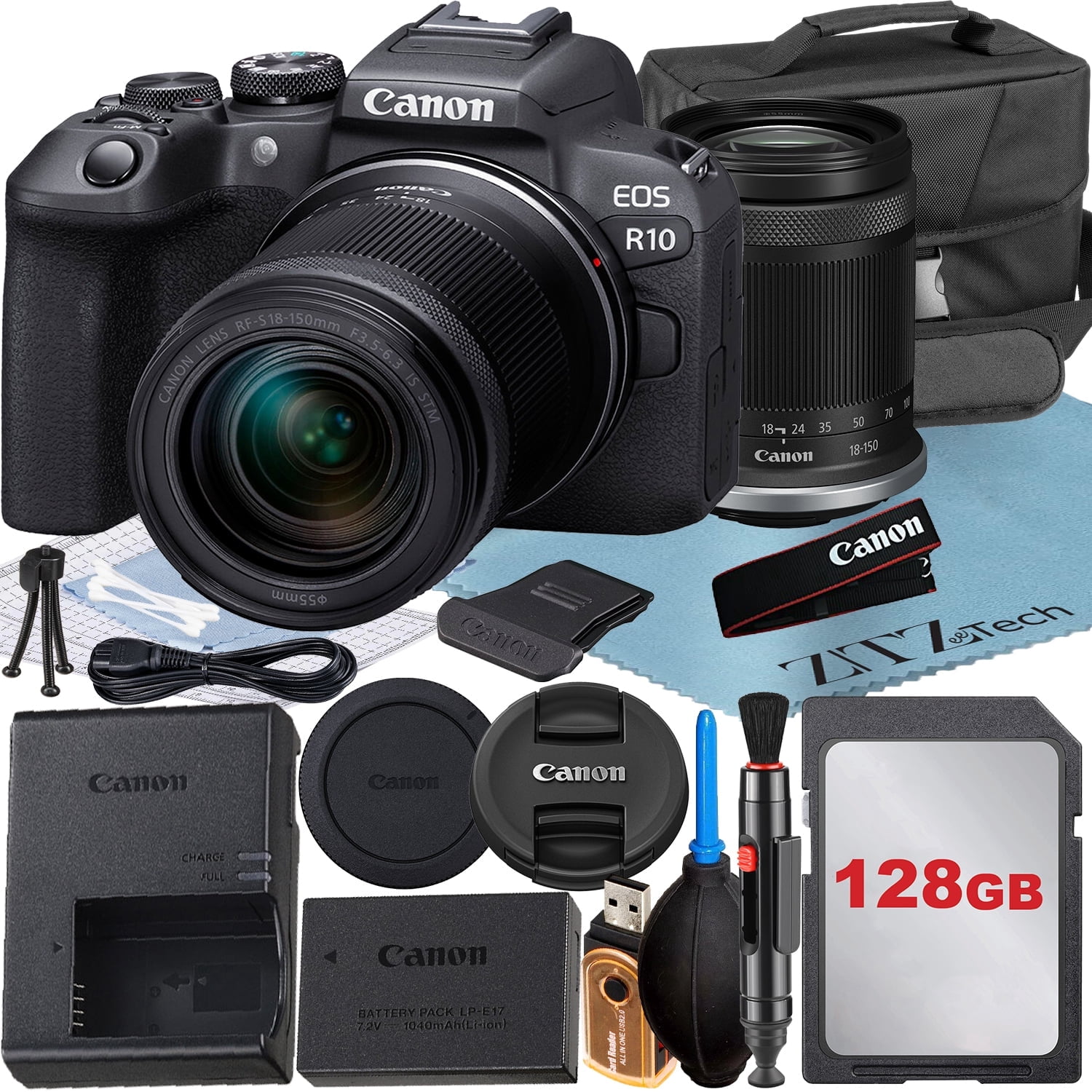 Canon EOS R10 Mirrorless Camera with 18-150mm Lens, 128GB Memory