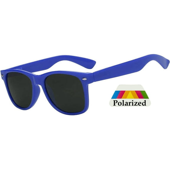 Kids Retro Sunglasses - Matte-Dark Blue Frame / Smoke Polarized Lens