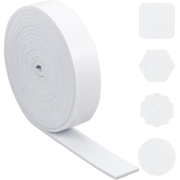 Cinta de fieltro autoadhesiva de 16,4 pies x 1,6 pulgadas, tira de fieltro adhesiva blanca, fieltro con reverso adhesivo, almohadillas de fieltro antideslizantes para muebles